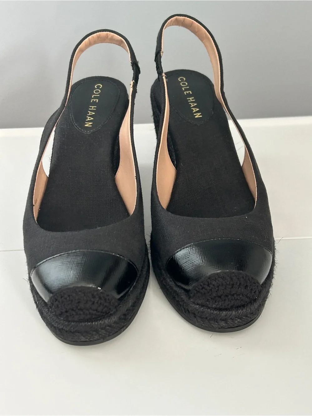 Cole Haan Cloudfeel Espadrille Wedge Slingback Size 6.5B Black Summer
